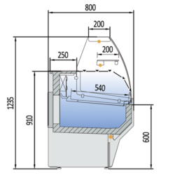 Pultová obslužná vitrína CVE-8-30C