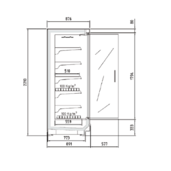 Vitrína přístěnná CRMG-22333-37M 221*88*375 křídlové dveře