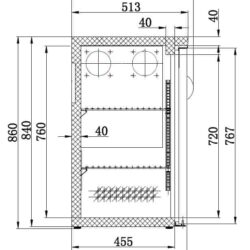 Chladící barový stůl CS 7450A 0335 černý prosklený