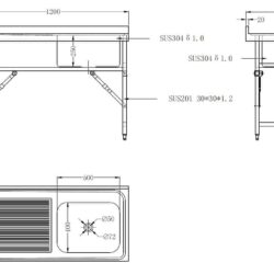 Dřezový stůl CS600 1200 1R skládací